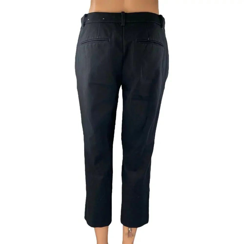 Ann Taylor Petite Curvy Fit Black Mid Rise Cropped Trousers Dress Pants Size 2P